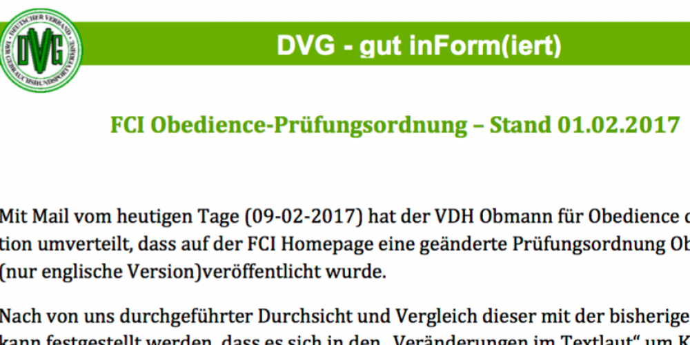 DVG Erläuterungen zur FCI PO Obedience